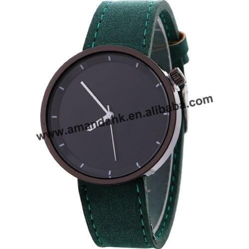 Wholesale Fashion Men Leather Watch Hot Black Face Women Men Dress Quartz Wristwatches Women Fashion Students Watches