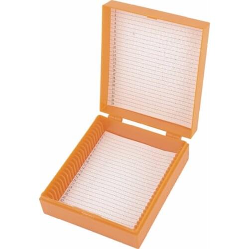 Orange blue white Plastic Rectangular Microscope Glass Slide Box for 25 Slides