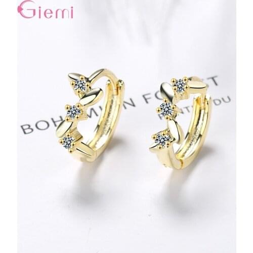 Fine Price Genuine 925 Sterling Earrings For Women Girls White / Gold Color Option Beautiful Jewelry Gift For Wife Daughter