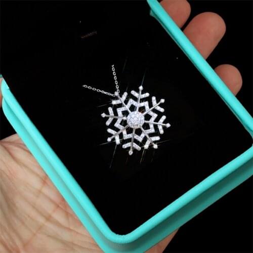 Huitan Dazzling Snowflake Design Full of Cubic Zirconia Pendent Necklace for Women Jewelry Anniversary Gift Christmas Presents