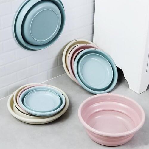 Portable Folding Bucket Camping Washbasin Folding Basin Silicone Washbasin Collapsible Fishing Car Wash Bucket Cleaning Supplies