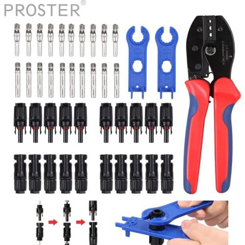 Proster Wire Crimper Solar Crimping Tool with 10 Pairs Panel Connectors + 2pcs Spanner for 2.5/4.0/6.0mm² PV Wrench Tool Kit