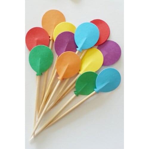 Rainbow BALLOON cupcake toppers wedding cocktail Party Food Picks birthday toothpicks bridal showers cake topper decorations