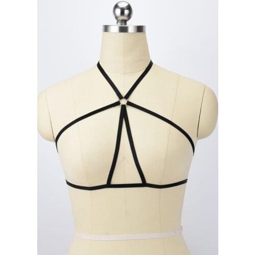 Criss Cross Body Harness Belt Harajuku Style Bondage Lingerie Nightclub Bondage Harness Sexy Crop Top Cage Bra Fetish Wear O0536
