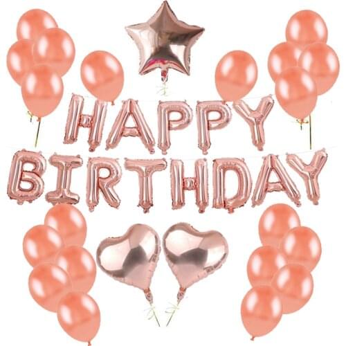 Rose Gold Happy Birthday Letter Balloons Champagne Wedding Birthday parties Decoration adult Party Balloons Baby Shower Supplies