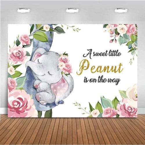 Elephant Newborn Baby Shower Backdrop For Photography Flowers Safari Jungle Party Birthday Decor Background For Photo Studio