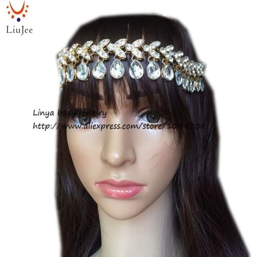Diamante Kundan Matha Patti Wedding Bridal Goddess Bohemian Boho Head Chain Hair Jewelry Head Piece Bollywood Wedding HC-312