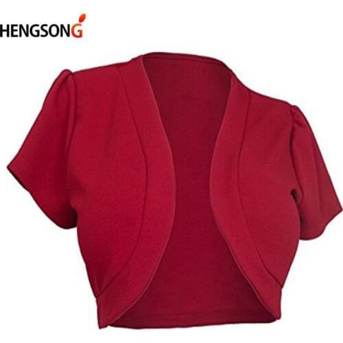 Short Knit Sweater 2021 Fashion Short Sleeve Solid Color Shrug Slim Woman Top Open Needlework Womens Sweater