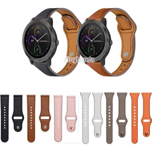 Slim High quality Genuine Leather Bands Strap for Garmin Vivoactive 3 /Venu Sq /Venu/forerunner245 245M 645 645M/Vivomove HR