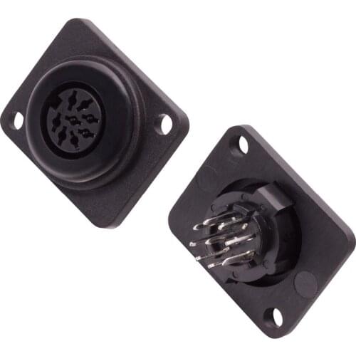 High quality 50pcs/lot DIN 8PIN Socket Chassis Panel Mount with straight through for D-Type panel