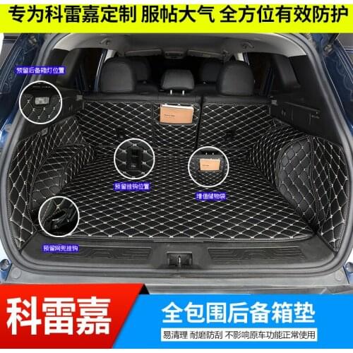 High-quality leather Full-enclosed 3D car trunk mat modified boot mat For Renault Kadjar 2017-2019