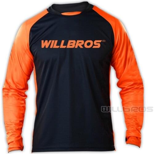 Willbros Sprint Black Orange Jersey Solid Motocross Motorbike Summer T-shirt Mountain Bicycle Offroad Long Sleeve Mens