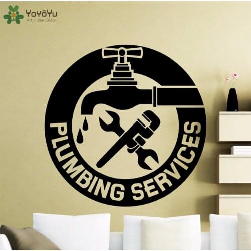 YOYOYU High Quality Wall Stickers Plumbing Services Logo Vinyl Wall Decal Removable Home Decotation Accessories Art Mural SY532