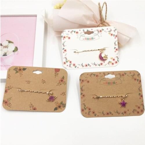 9.7x7cm Small Square Hairpins Card Fashion Jewelry Children Women Hair Accessory Hair Clip Displays Card Brown White Paper 50Pcs