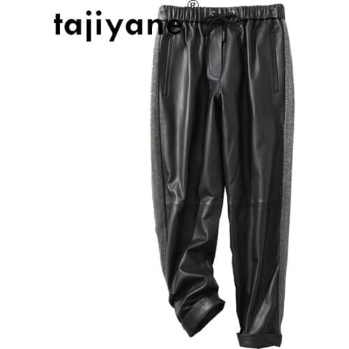 Womens Autumn Pants 2021 Women 100% Sheepskin Pants Woman High Waist Trousers high quality Femme Pantalon TN2168