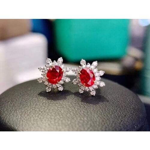 Best Polular Ruby Earring gemstone Jewelry 925 sterling silver for women Earring Party Ring
