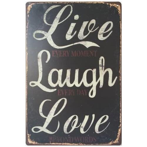 Live Laugh Love Retro Vintage Metal Tin Sign 12" X 8" Inches