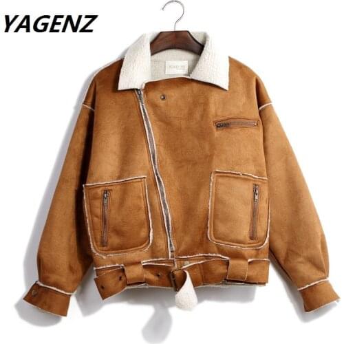 Winter New Womens Cotton Jacket Short Design Coat Ladies PU Suede College Wind Deerskin Cashmere Student woman Casual Jacket