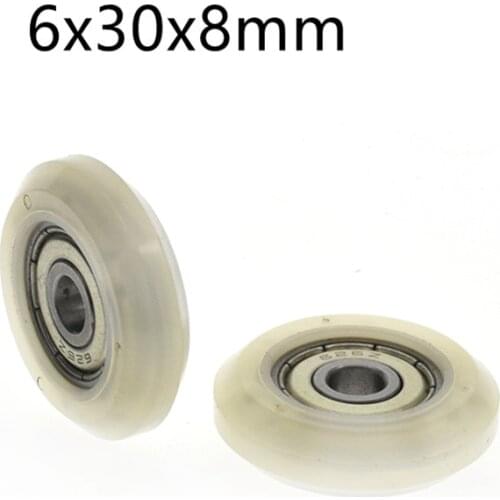 1pcs 6*30*8mm white V-slot pulley / roller, 626 wrapped wheel for Euro Standard 2020 aluminum profile track , POM