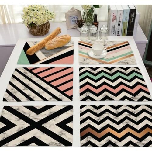 1Pcs Cotton Linen Colorful Geometric Pattern Table Mats Kitchen Placemat Dining Coaster Pad Cup Mat 42*32cm Home Decor MG0051