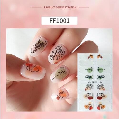 14tips New Japanese Jelly Style Nail Stickers Nail Wraps Stripe Full Cover Self-Adhesive Waterproof Nail Polish Stripe Nail Art