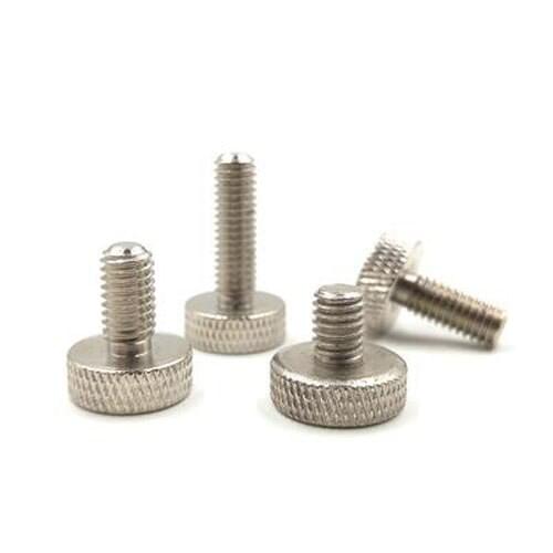 2pcs M5 Hand screw Round head knurling Textured knurled bolt Flat head screws 304 stainless steel bolts 10mm-40mm Length