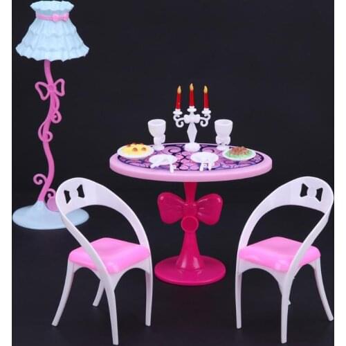 21pcs/Set Doll Candlelight Dinner Tools for Barbies 29cm Doll Mini Kitchen Tableware Furniture Children Girl Play Role Toy Gifts