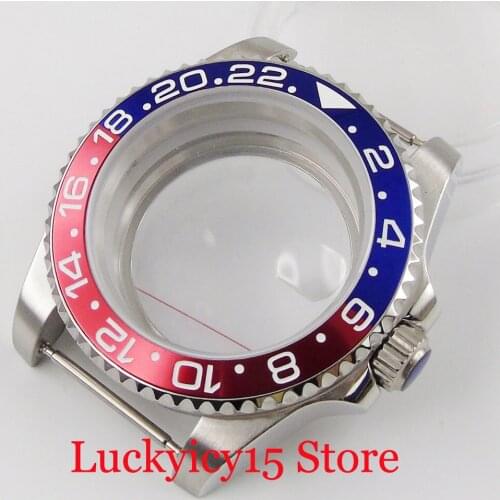 40mm Watch Case for NH35 NH36 Seeing Through Backcover with Magnifier Unidirecetional Bezel Alloy Insert