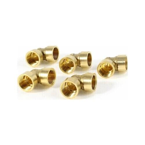 5 Pcs Brass 90 Degree Elbow 3/8"PT Female Thread Connector Pipe Fitting Coupler