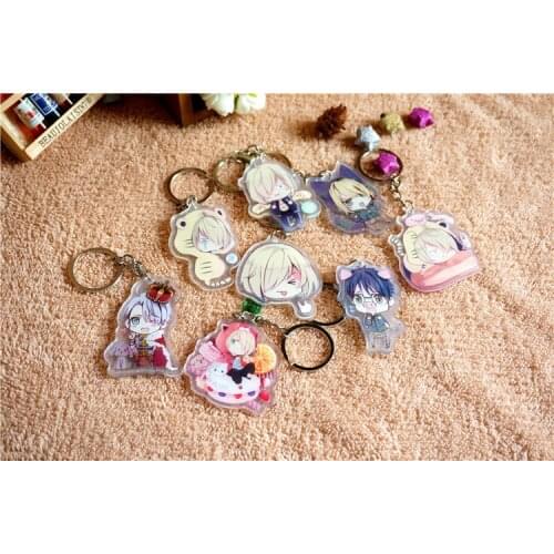 8 Pcs/lot Anime YURI ON ICE Keychain Key chain Victor Nikiforov Yuri Katsuki Pendant Keyrings Brooch for Cars Bags Figures