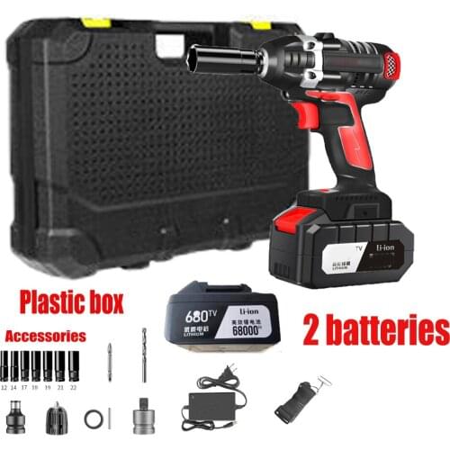 Cordless Electric Wrench Impact Driver Socket Wrench two Battery Hand Drill Installation Power Tools