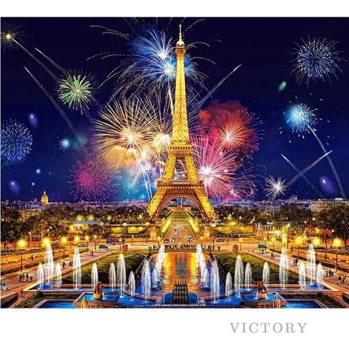 Diamond Painting Eiffel Tower Fireworks 5D Full Square/round Drill Daimond Cross Stitch Embroidery Fantasy View Picture Decor
