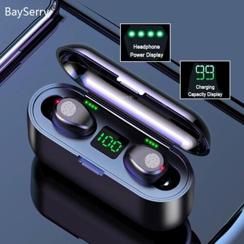 Bluetooth V5.0 Wireless Headphones Stereo Sport Wireless Earphones TWS Earbuds headset 2000 mAh LED Power Bank For iPhone Xiaomi