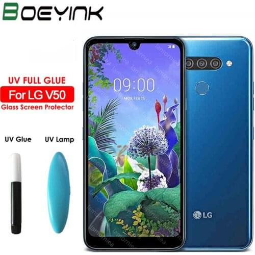BoeYink For LG V50 V40 V30 Full Glue Glass Screen Protector UV Liquid Full Screen Protector For LG G7 G8 V30 Plus Glass Film