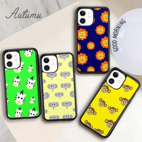 Cute Animal Faces Phone Case for iPhone 11 12 Pro Max mini X XR XS SE 2020 5 6S 7 8 Plus Samsung Galaxy S8 S9 S10 Cover shell