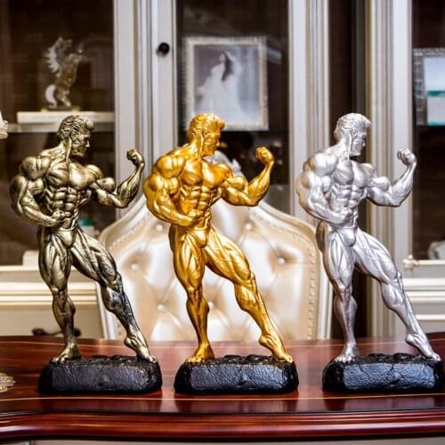 Champion Muscle Male Healthy Beauty Fitness Competition Trophy Hercules Sculpture Gym Decorations Home Decor