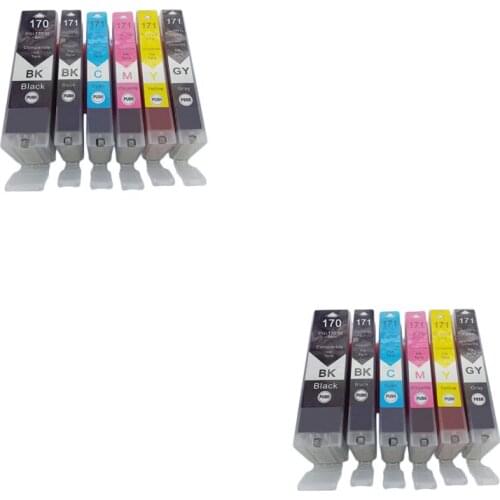 12pcs PGI170 CLI171 PGI-170XL PGI 170 XL PGI170 PGI170XL Ink Cartridges For Canon Pixma MG5720 MG 5720 MG-5720 Inkjet Printer