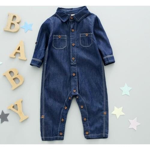 Kids girls boys denim overalls baby thick long Sleeve Single-Breasted Side Pockets casual Denim Jumpsuit children clothing 1-6T