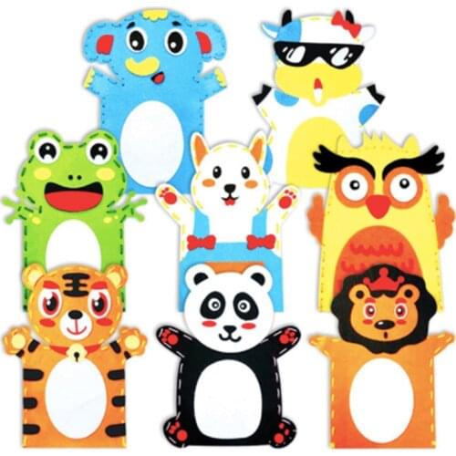 8 Designs/set DIY Sewing Kit Kids Felt Toys on Hand for Puppet Theater Craft Story Telling Animal Frog Educational Girl