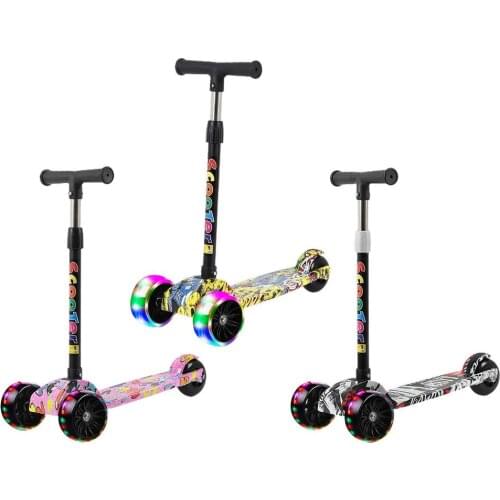 Child Scooter Folding Kick Scooter Adjustable Height Skateboard For Kids With LED Light Kateboard Outdoor Kids Foot Scooter