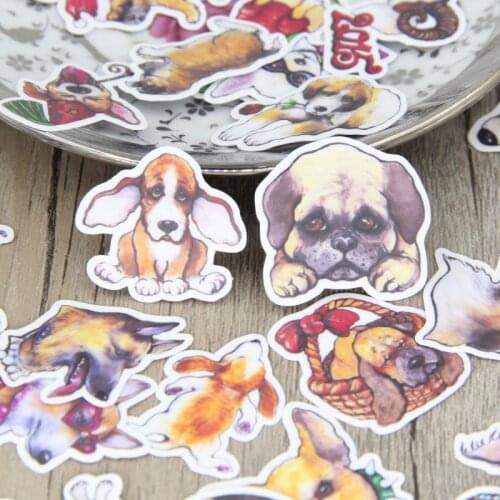 40pcs Waterproof Cute Dog Puppy Scrapbooking Stickers Decorative Paper DIY Craft Photo Albums Decals Diary Deco for Children