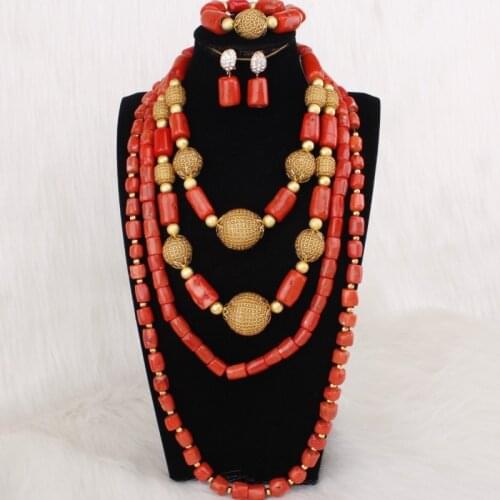 Dudo Jewelry Luxury Jewellery Handmade Gold Big Balls Nature Coral Beads Nigerian Necklace Women Set Free Shipping 2019 Designe