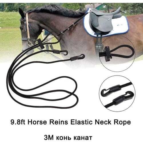 9.8ft Horse Reins Elastic Neck Stretcher Bridle Strap Adjustable Tranction Nylon Rope Comfortable Training Aid Equestrian Supply