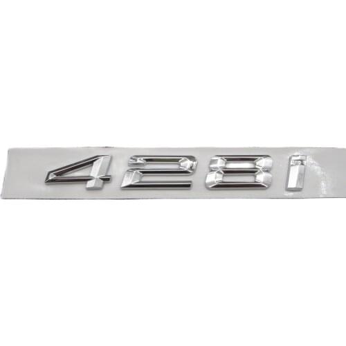 Chrome Shiny Silver ABS Number Letters Word Car Trunk Badge Emblem Letter Decal Sticker for BMW 4 Series 428i