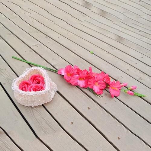 80cm Artificial Gladiola Gladiolus Flower Stem Home Garden Decor Rose Red