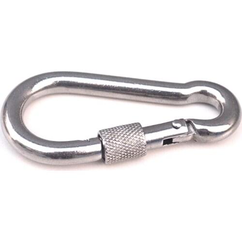 10PCS/LOT M4/5/6/7/8 SUS304 Carabiner With Screw Lock Snap Hook Safety Buckle EDC Keychain Secure Carabiner Snap Hook