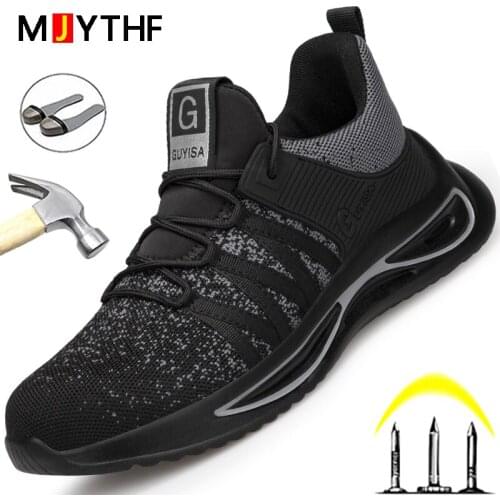 Fashion Safety Shoes Men Breathable Work Sneakers Steel Toe Shoes Puncture-Proof Work Shoes Men Boots Indestructible Footwear