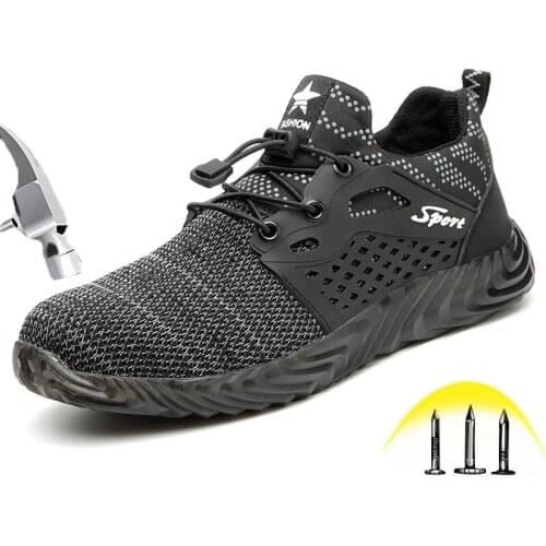 Fashion Indestructible Outdoor Men Safety Boots Lightweight Breathable Composite Steel Toe Construction Casual Work Safety Shoes