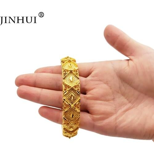 Jin Hui New Fashion lady Luxury Gold Color Jewelry adjustable Bangles Ethiopian African Women Dubai Bracelet Party wedding Gifts
