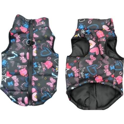 Pet Clothes Cartoon Print Pattern Dog Vest Fashion Sleeveless Pet Zipper Jacket Dog Coat With Leash Ring For Small Middle Dogs